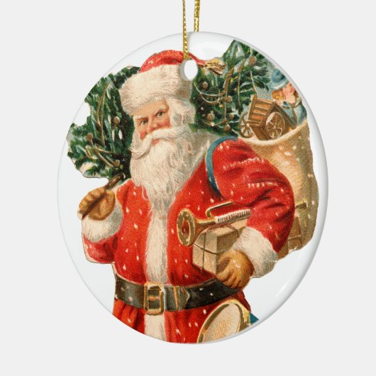 Oude Kerstmis, Kerstman Keramisch Ornament (Links)