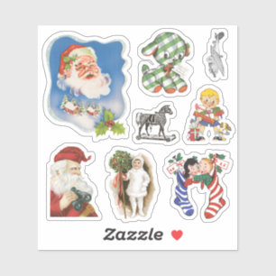 Oude Kerstmis, Kerstman, Kinderen en Speelgoed Sticker