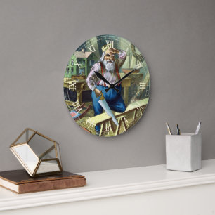 Oude Kerstmis, Kerstman maakt speelgoed aan het ma Grote Klok