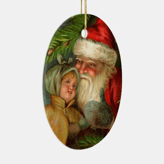 Oude Kerstmis, kerstman met kind Keramisch Ornament (Rechts)