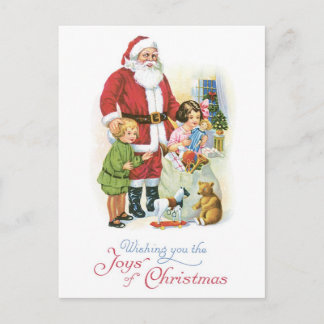 Oude Kerstmis, kerstman met kinderen Feestdagenkaart
