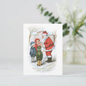 Oude Kerstmis, kerstman met kinderen Feestdagenkaart (Staand voorkant)