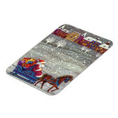 Oude Kerstmis, Kerstman Paard Open Slede Magneet (Linkerzijde)