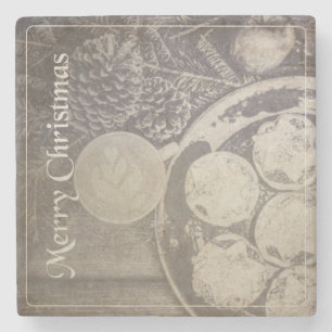 Oude Kerstmis Koffie & Koekjes Stenen Onderzetter