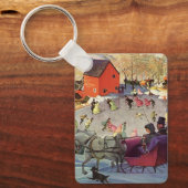 Oude Kerstmis, liefde en romantiek slee Sleutelhanger (Voorkant)