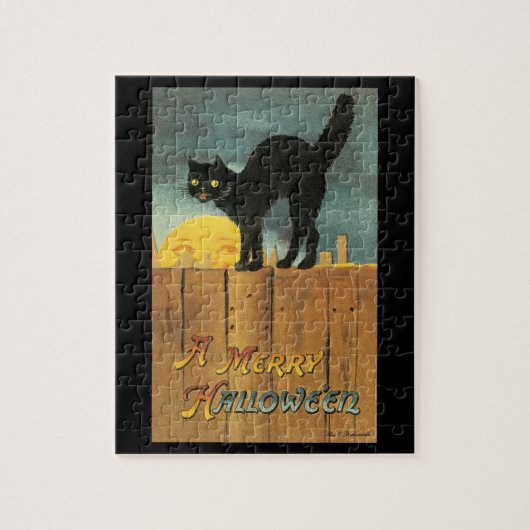 Oude Kerstmis Merry Halloween Kat van Ellen Clapsa Legpuzzel (Verticaal)