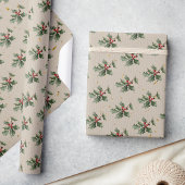 Oude Kerstmis met Hulstbes Cadeaupapier