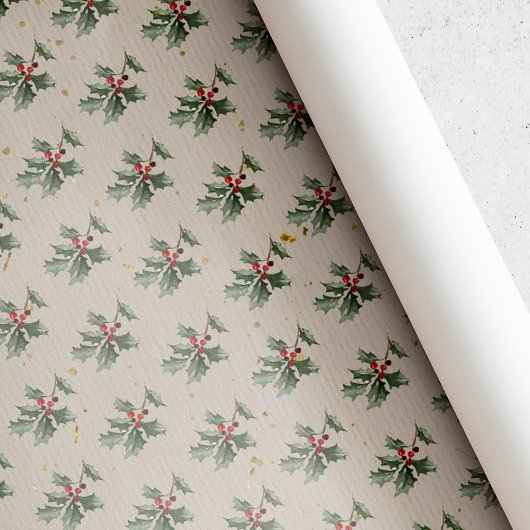 Oude Kerstmis met Hulstbes Cadeaupapier