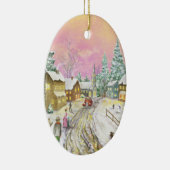 Oude kerstmis met Snowland Keramisch Ornament (Rechts)