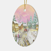 Oude kerstmis met Snowland Keramisch Ornament (Links)
