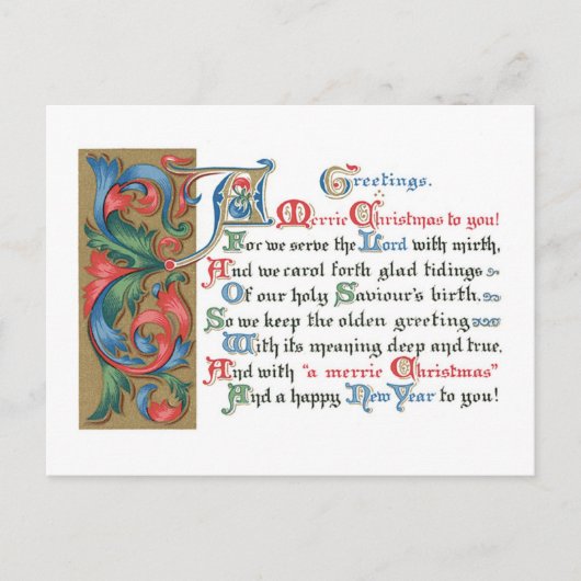 Oude kerstmis, oud type feestdagenkaart (Voorkant)