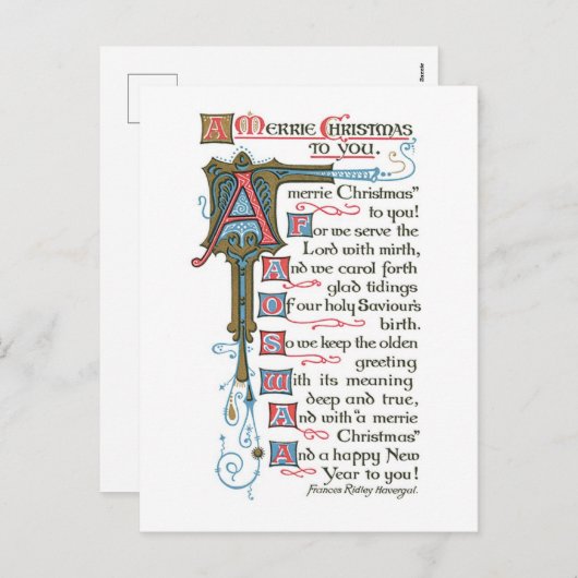 Oude kerstmis, oud type feestdagenkaart (Voorkant / Achterkant)