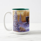 Oude Kerstmis Paard Kar Kinderen Slede Tweekleurige Koffiemok (Links)