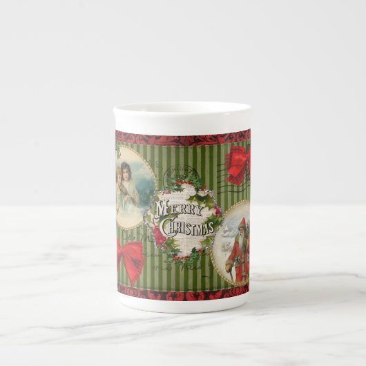 Oude kerstmis porselein kop (Voorkant)