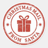 Oude Kerstmis Post Van Kerstman Ronde Stempel Sticker (Voorkant)