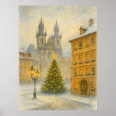 Oude Kerstmis Praag Poster • Retro Oude Stad (Voorkant)