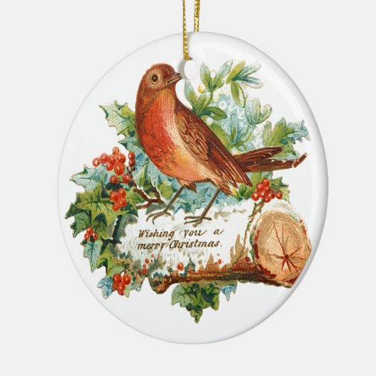 Oude kerstmis, Robin Keramisch Ornament (Links)
