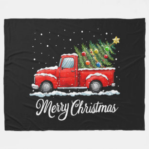 Oude Kerstmis Rode Truck met Boom Fleece Deken