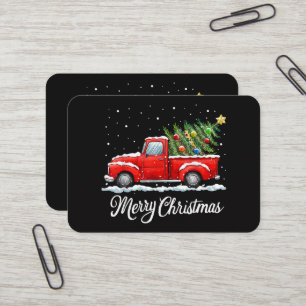 Oude Kerstmis Rode Truck met Boom Visitekaartje