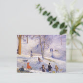 Oude Kerstmis, Rodelen, Central Park Glackens Feestdagenkaart (Staand voorkant)