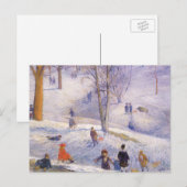 Oude Kerstmis, Rodelen, Central Park Glackens Feestdagenkaart (Voorkant / Achterkant)