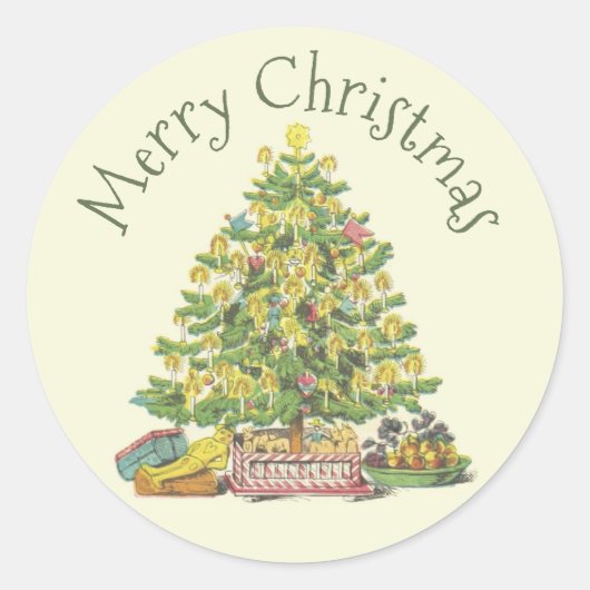 Oude kerstmis ronde sticker (Voorkant)