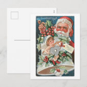 Oude kerstmis, Santa & Angel Feestdagenkaart (Voorkant / Achterkant)