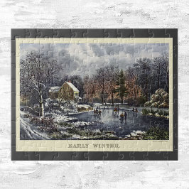 Oude Kerstmis, Schaatsers op vijver in Vroeg Winte Legpuzzel