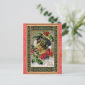 Oude Kerstmis Schattige Hond Briefkaart (Staand voorkant)
