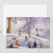 Oude Kerstmis, sleeën, Central Park Glackens Feestdagenkaart (Voorkant / Achterkant)
