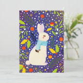 Oude Kerstmis Sneeuw Konijn Winter  Feestdagenkaart (Staand voorkant)