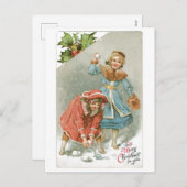 Oude kerstmis, Snowball-gevecht Feestdagenkaart (Voorkant / Achterkant)