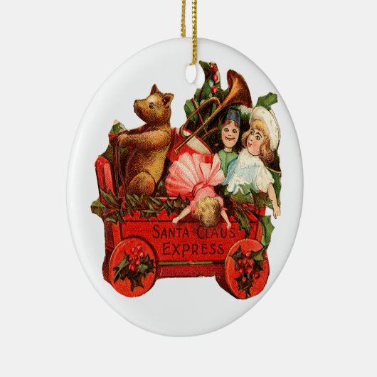 Oude kerstmis, Speelgoed doos Keramisch Ornament (Rechts)