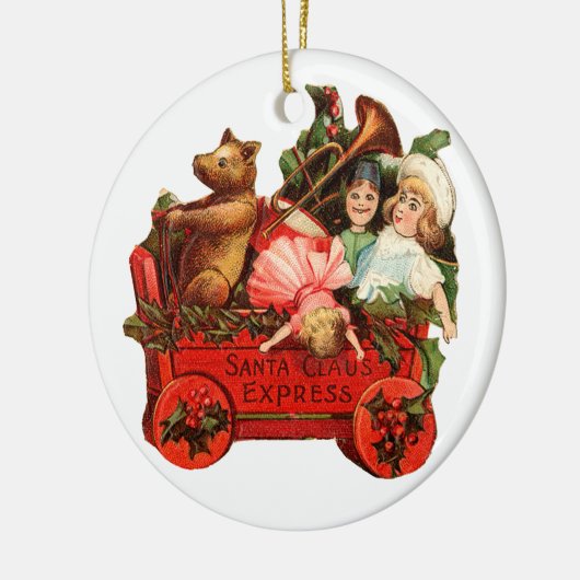 Oude kerstmis, Speelgoed doos Keramisch Ornament (Links)