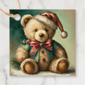 Oude Kerstmis Teddybeer Bedankjes Labels (Voorkant)