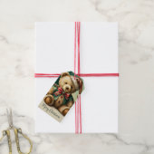 Oude Kerstmis Teddybeer Cadeaulabel (Met Touw)