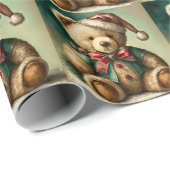 Oude Kerstmis Teddybeer Cadeaupapier (Rol Hoek)