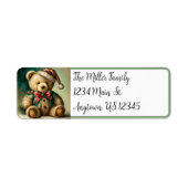Oude Kerstmis Teddybeer Etiket (Voorkant)