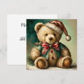 Oude Kerstmis Teddybeer Feestdagenkaart (Voorkant / Achterkant)
