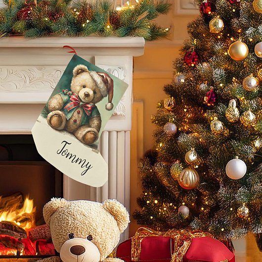 Oude Kerstmis Teddybeer Kleine Kerstsok