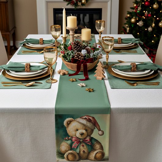 Oude Kerstmis Teddybeer Korte Tafelloper
