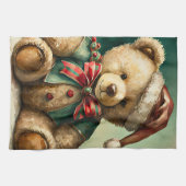 Oude Kerstmis Teddybeer Theedoek (Horizontaal)