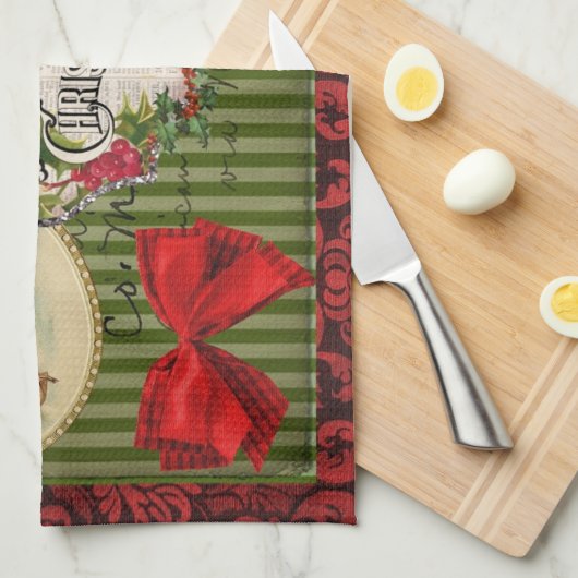 Oude kerstmis theedoek (Quarter Fold)