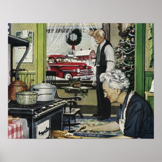  Oude Kerstmis thuis Poster (Voorkant)