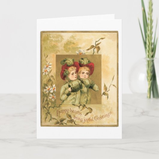 Oude kerstmis, tweeling feestdagen kaart (Voorkant)