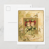 Oude kerstmis, tweeling feestdagenkaart (Voorkant / Achterkant)