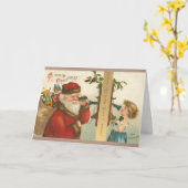 Oude Kerstmis uit de jaren 1910 van een klein meis Kaart (Gele Bloem)