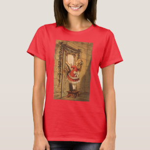 Oude Kerstmis Victoriaans meisje dat een krans oph T-shirt