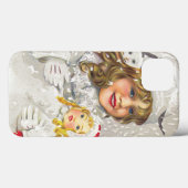 Oude Kerstmis Victoriaans Meisje met Pop in de Sne Case-Mate iPhone Case (Achterkant (horizontaal))