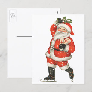 Oude Kerstmis Victoriaanse Kerstman IJsrijder Feestdagenkaart